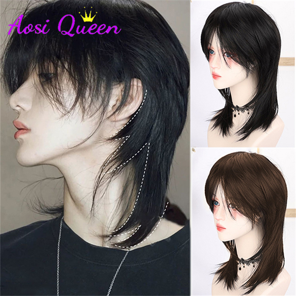 Wig Fiber Net - AS 여성용 짧은 머리 검정색 울프테일
