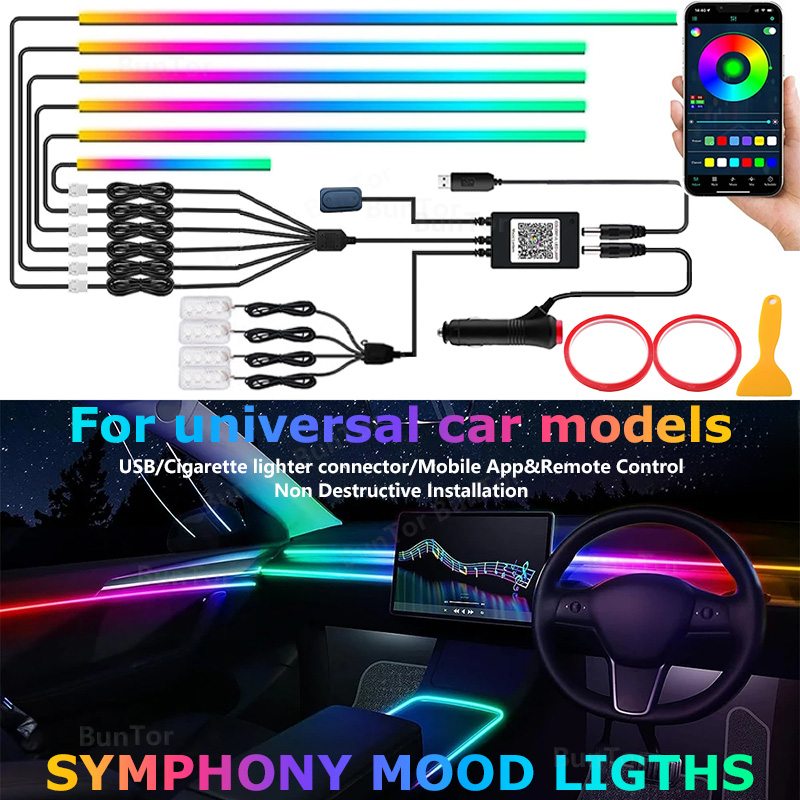 자동차 앰비언트 라이트, 64 색 아크릴 LED 램프  - Led El Wire 리뷰 및 가격